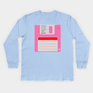 Floppy Disk (Cyclamen Pink Colorway) Analog / Computer Kids Long Sleeve T-Shirt